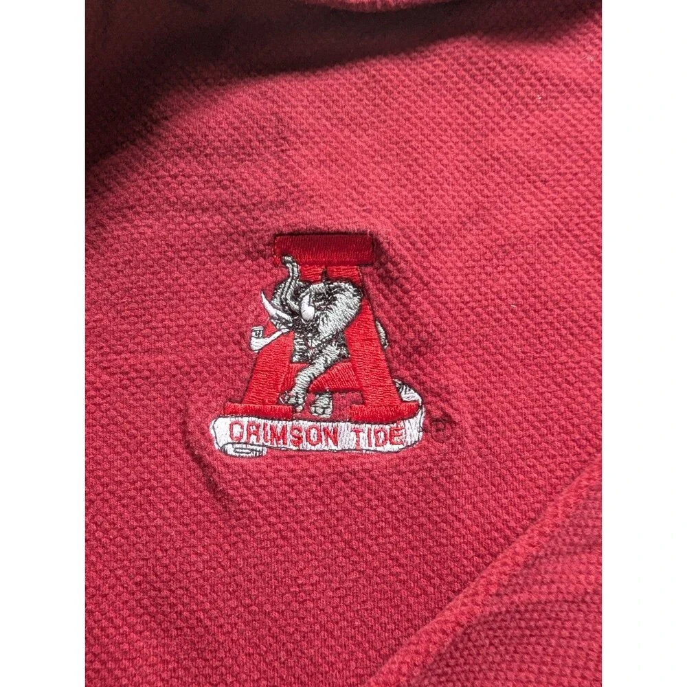 Vintage Roll Tide Football Cross Basics Waffle Knit Henley Large Red And Denim
